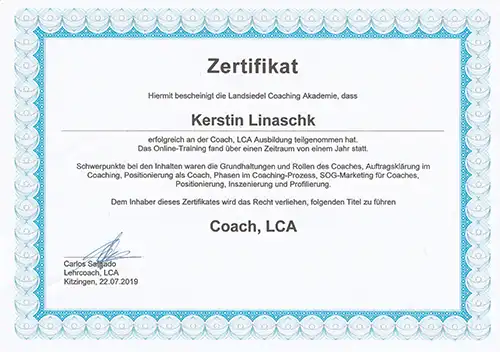 Zertifikat Coach, LCA